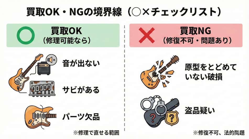 買取OK・NGの境界線の図解