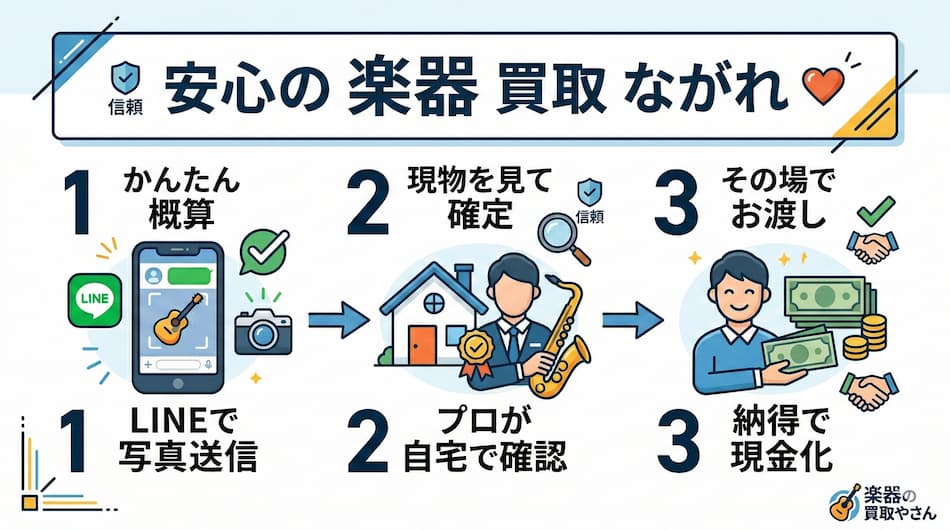 楽器買取の流れの図解