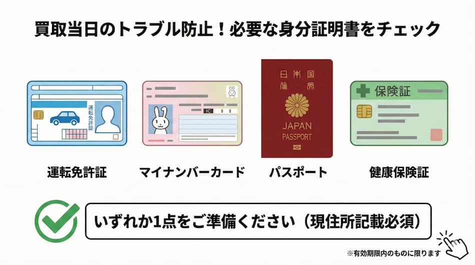 買取に必要な身分証明書の図解