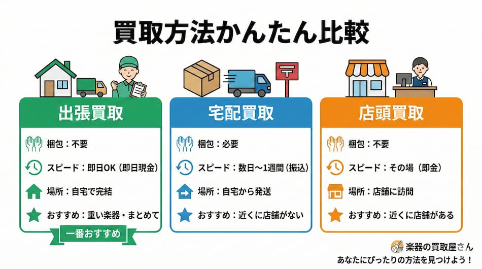買取方法簡単比較の図解