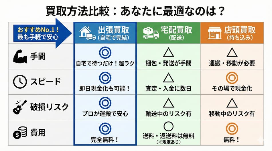 奈良神殿店の買取方法比較図の図解