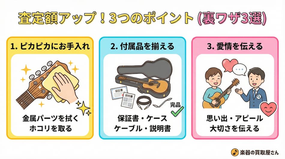 査定額アップのポイントの図解